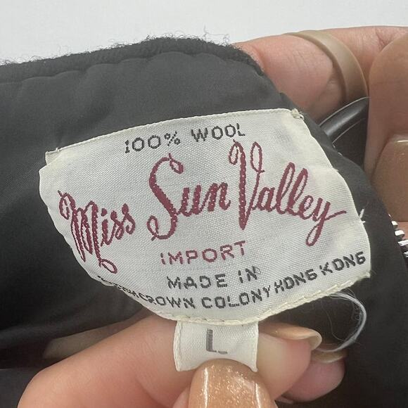 Miss Sun Valley Import VTG 1960s Wool Hong Kong Black Beads Singlet Blouse Large - Picture 4 of 7